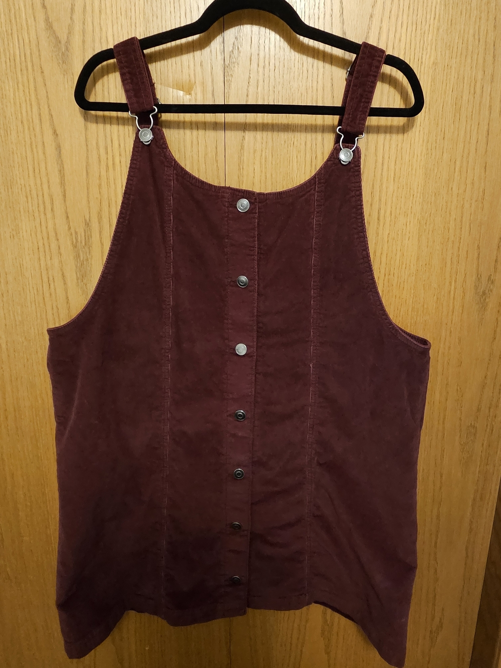 Celebrity Pink Burgundy Corduroy Button-Front Pinafore Dress